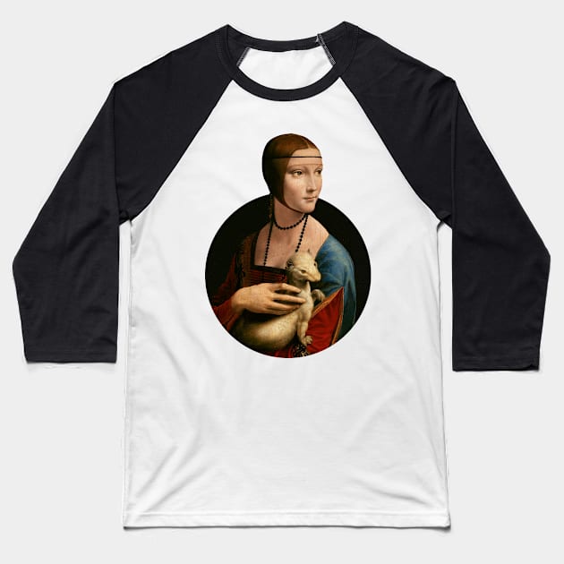 Lady with an Ermine by Da Vinci Baseball T-Shirt by ArtOfSilentium